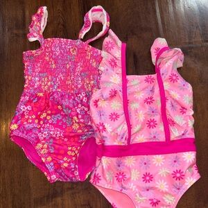 Pink Floral Baby Swimsuits (pair)